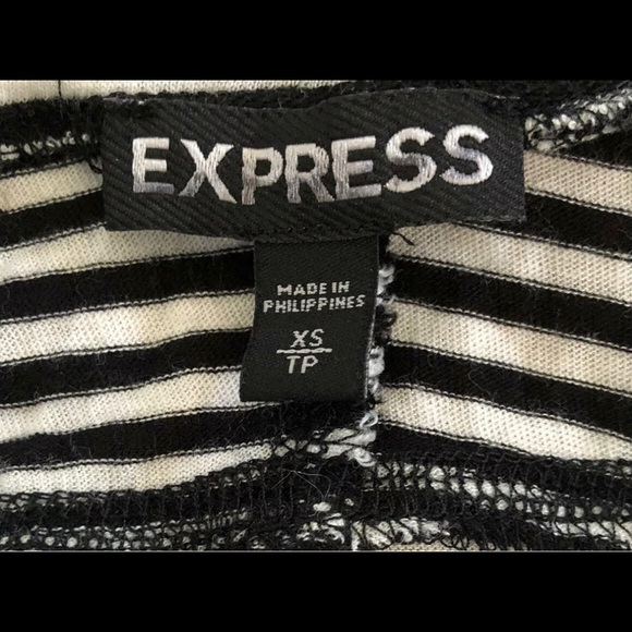 Express Black and White Horizontal Striped Basic T-Shirt Women’s Size XS - Picture 3 of 5